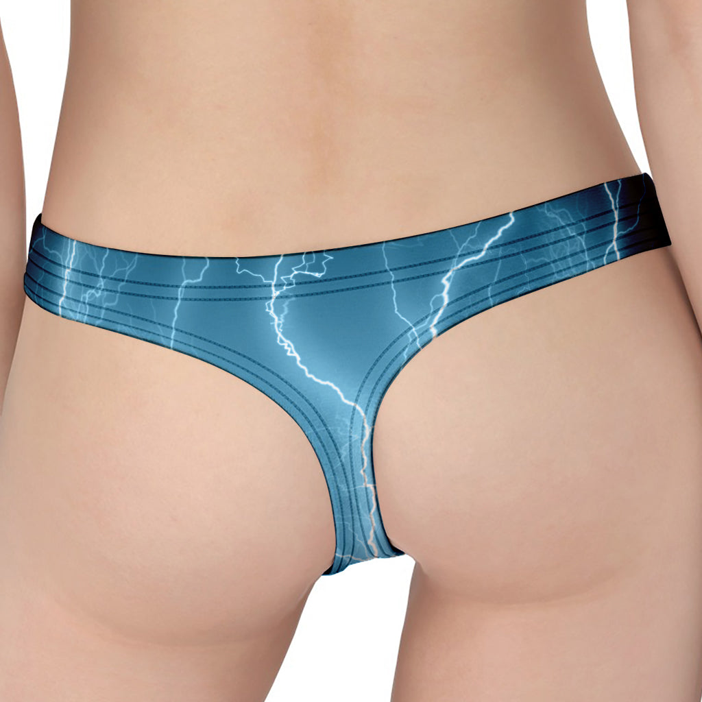 Blue Lightning Print Women's Thong