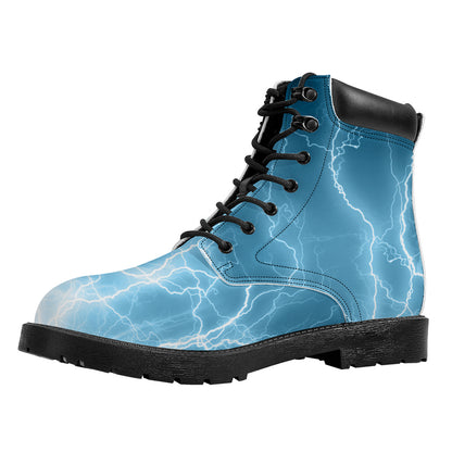 Blue Lightning Print Work Boots