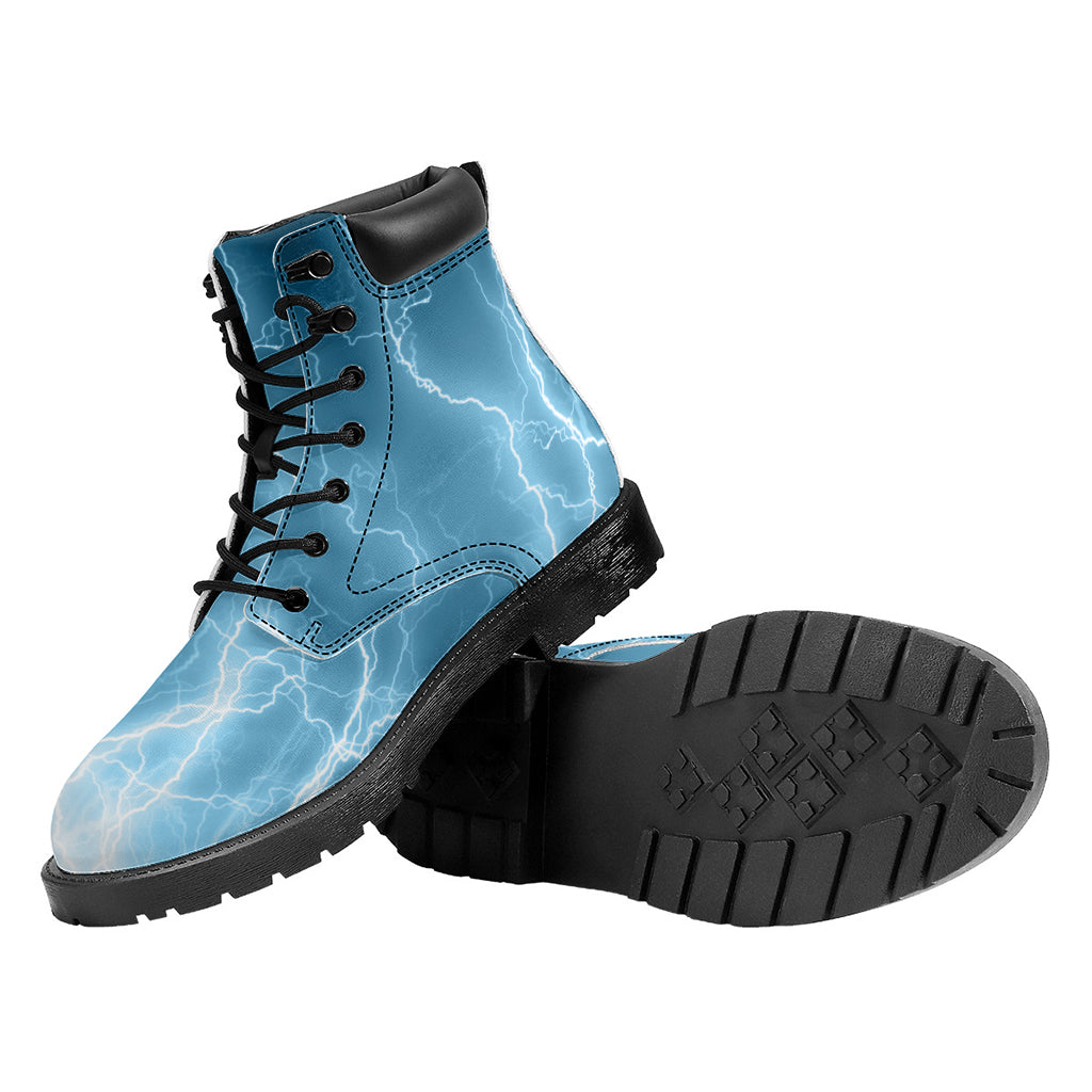 Blue Lightning Print Work Boots