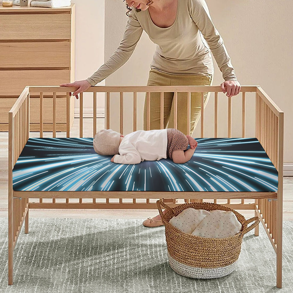 Blue Lightspeed Print Baby Crib Sheet