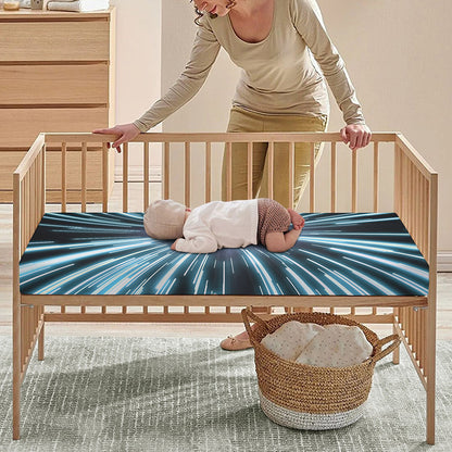 Blue Lightspeed Print Baby Crib Sheet