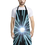 Blue Lightspeed Print Bib Apron With Pocket