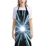 Blue Lightspeed Print Bib Apron With Pocket
