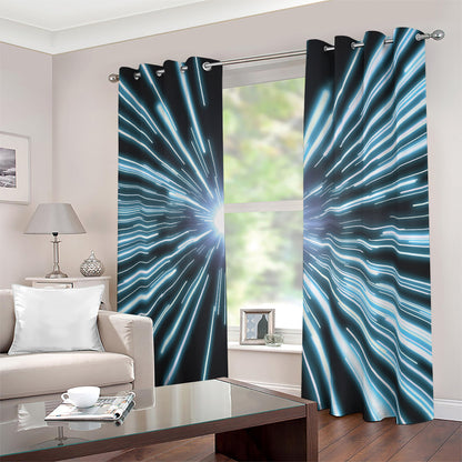 Blue Lightspeed Print Blackout Grommet Curtains