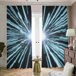 Blue Lightspeed Print Blackout Pencil Pleat Curtains