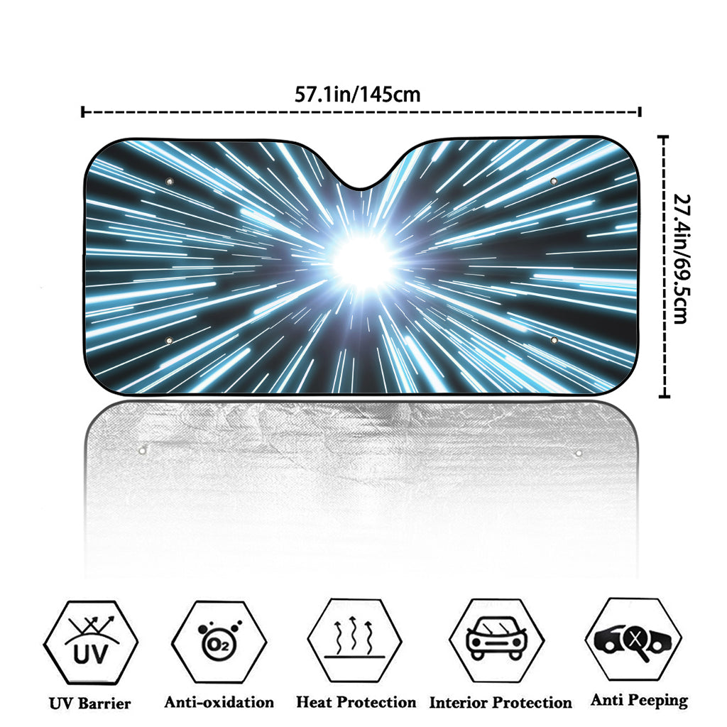 Blue Lightspeed Print Car Windshield Sun Shade