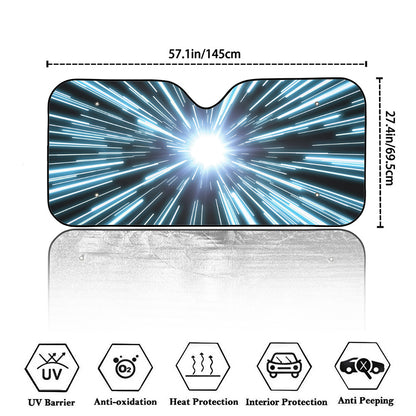 Blue Lightspeed Print Car Windshield Sun Shade