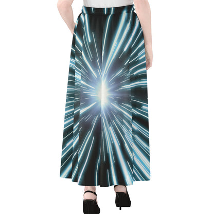 Blue Lightspeed Print Chiffon Maxi Skirt