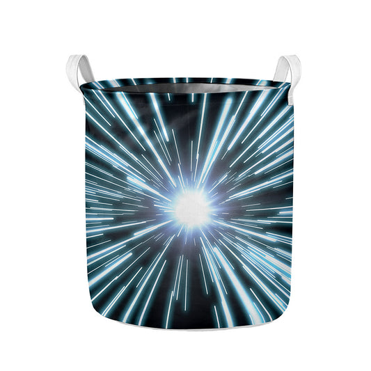 Blue Lightspeed Print Collapsible Laundry Basket