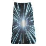 Blue Lightspeed Print Cotton Front Slit Maxi Skirt