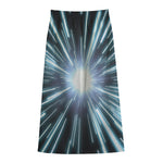 Blue Lightspeed Print Cotton Front Slit Maxi Skirt
