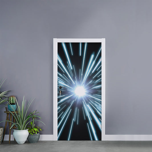 Blue Lightspeed Print Door Sticker