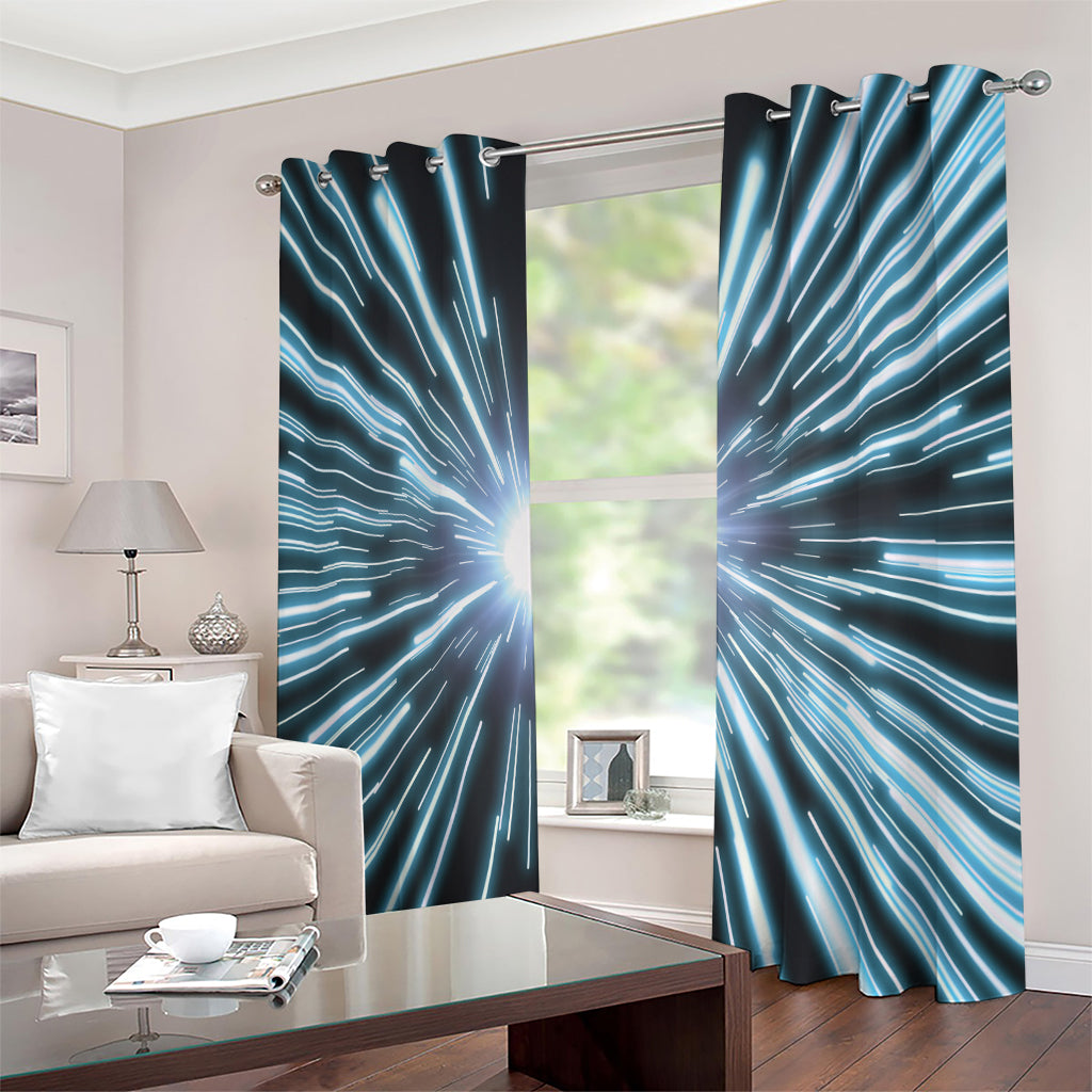 Blue Lightspeed Print Extra Wide Grommet Curtains