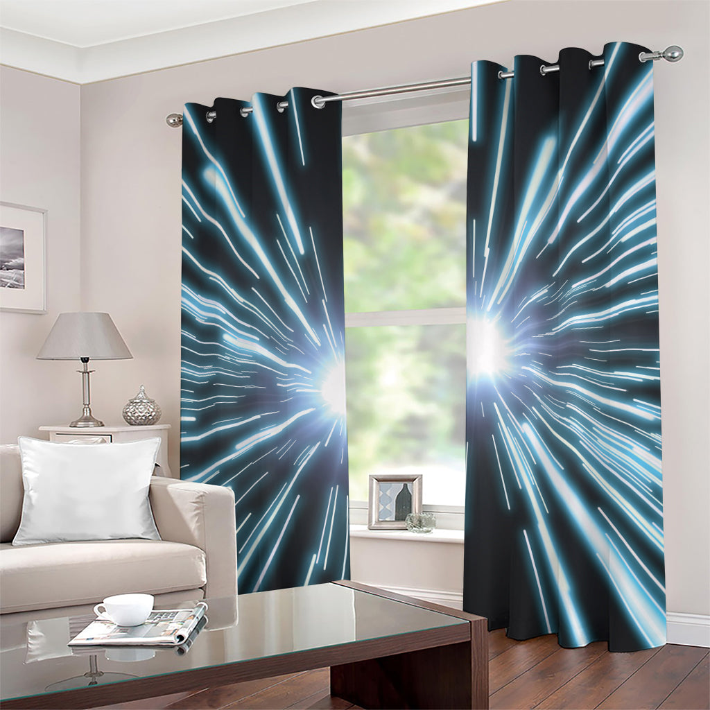 Blue Lightspeed Print Grommet Curtains