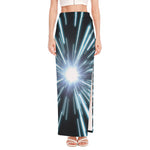 Blue Lightspeed Print High Slit Maxi Skirt