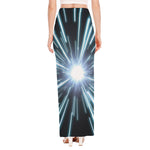 Blue Lightspeed Print High Slit Maxi Skirt
