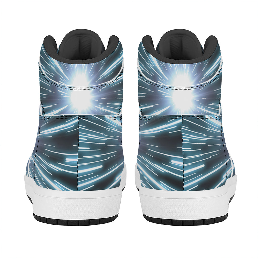 Blue Lightspeed Print High Top Leather Sneakers