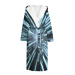 Blue Lightspeed Print Hooded Bathrobe