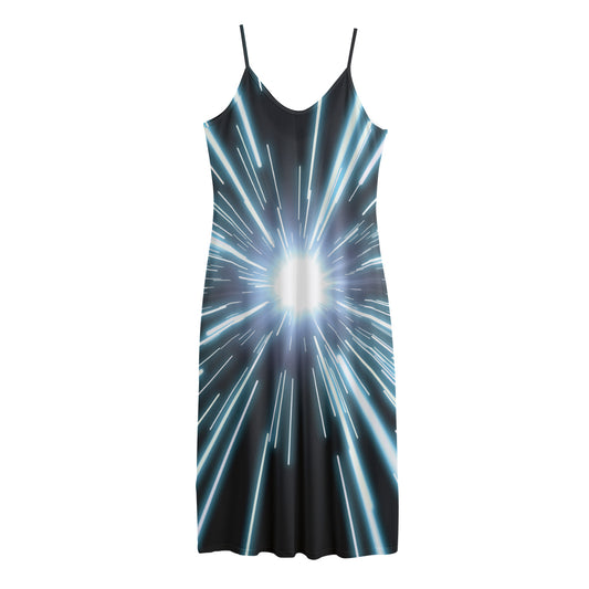 Blue Lightspeed Print Jersey Midi Cami Dress