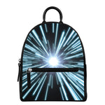 Blue Lightspeed Print Leather Backpack