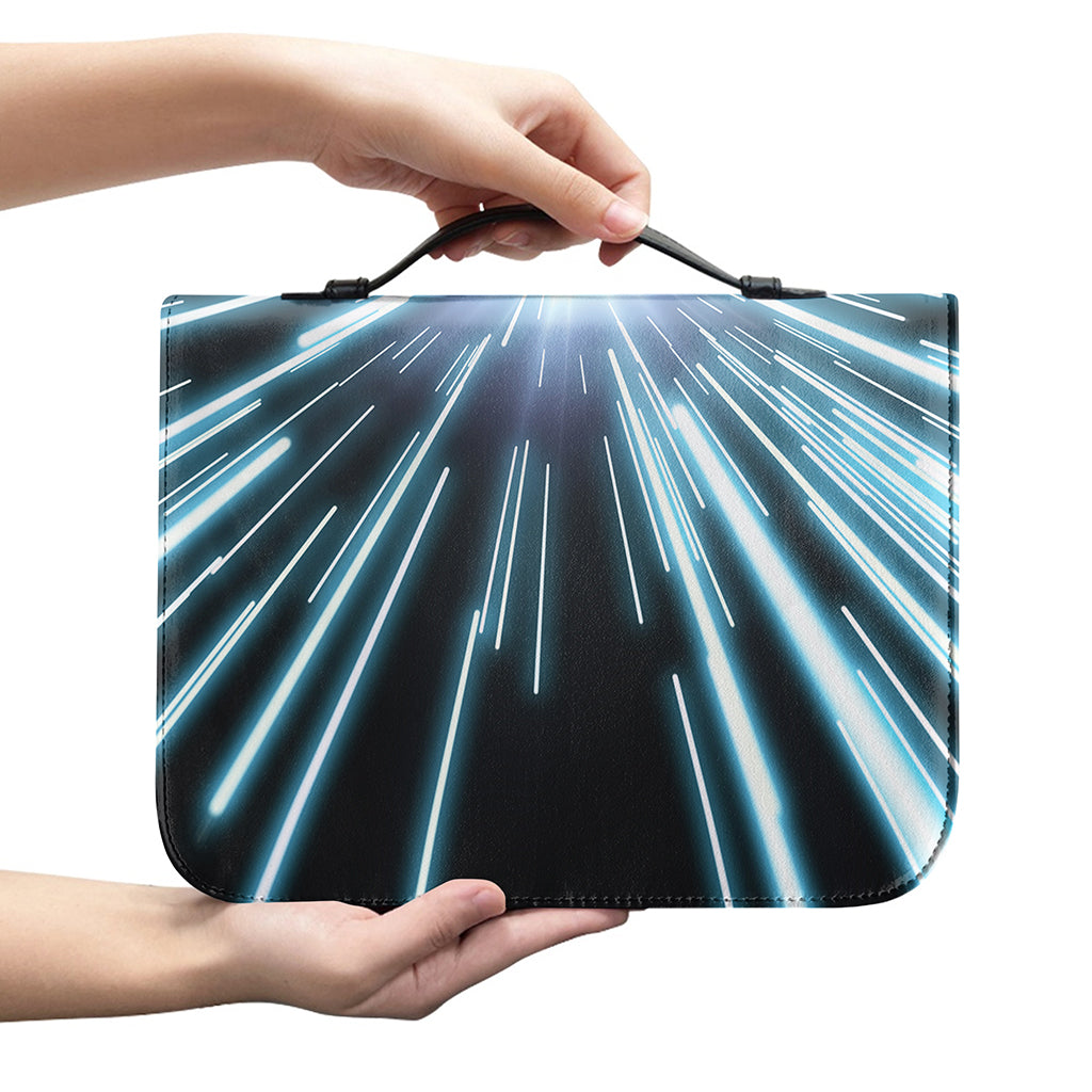 Blue Lightspeed Print Leather Bible Cover