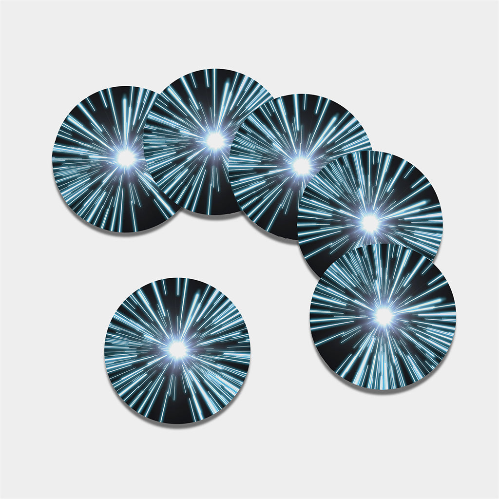 Blue Lightspeed Print Leather Coaster Set