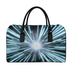 Blue Lightspeed Print Leather Duffle Bag