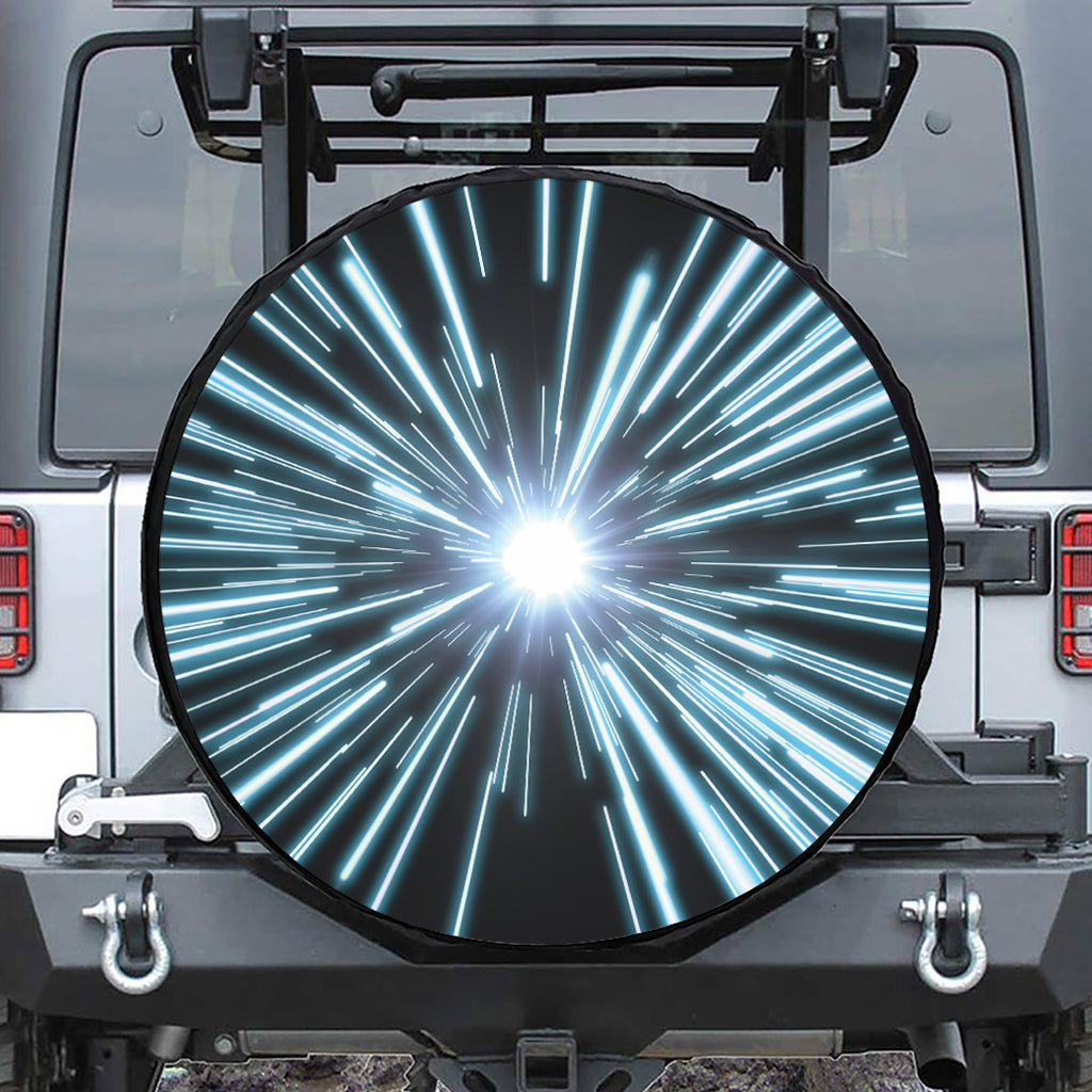 Blue Lightspeed Print Leather Spare Tire Cover