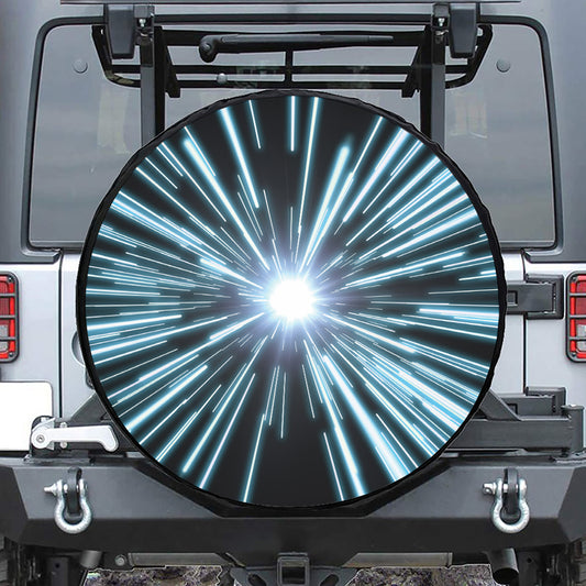Blue Lightspeed Print Leather Spare Tire Cover