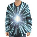 Blue Lightspeed Print Long Sleeve Baseball Jersey