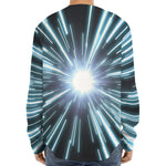 Blue Lightspeed Print Long Sleeve Baseball Jersey