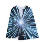 Blue Lightspeed Print Long Sleeve Short Coat