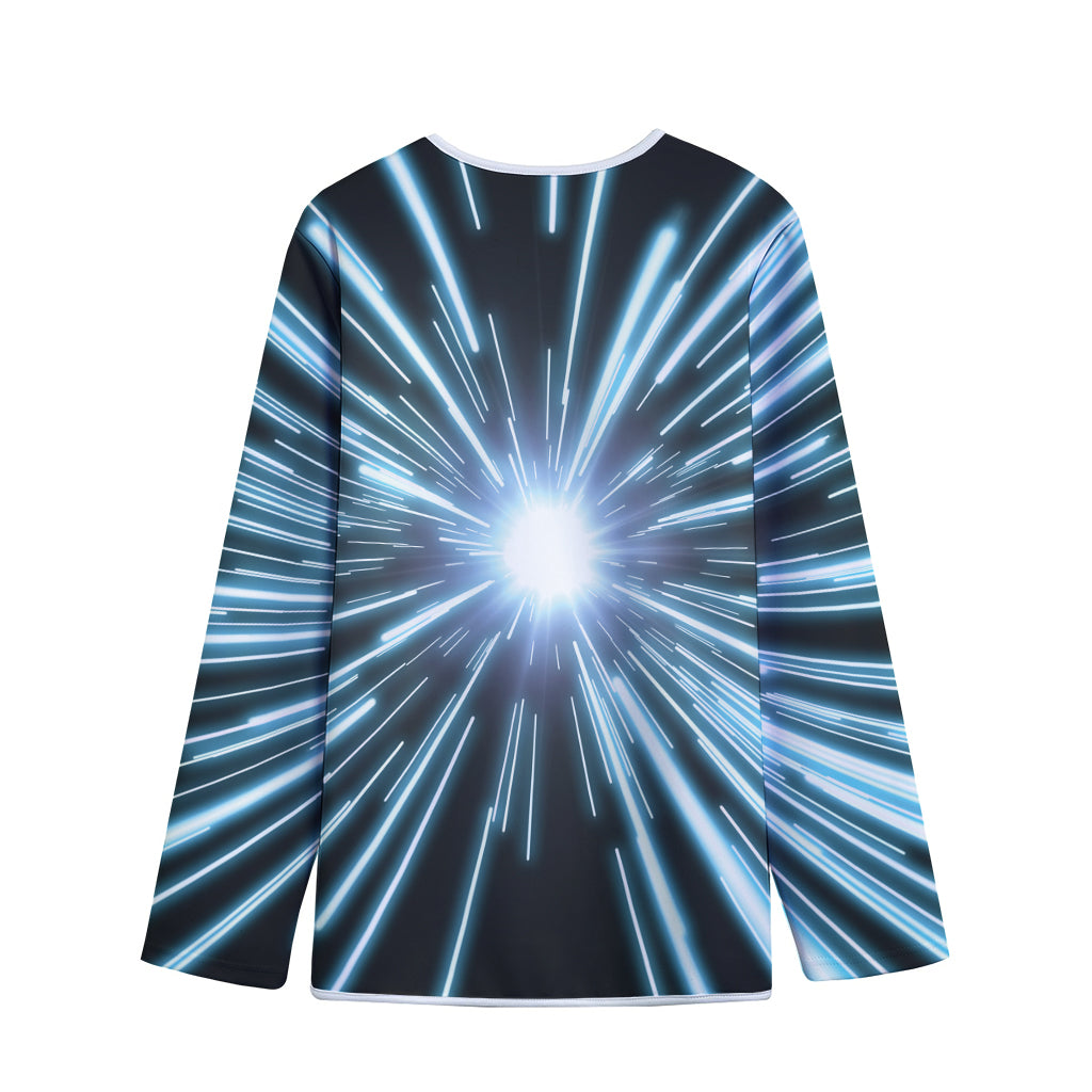 Blue Lightspeed Print Long Sleeve Short Coat