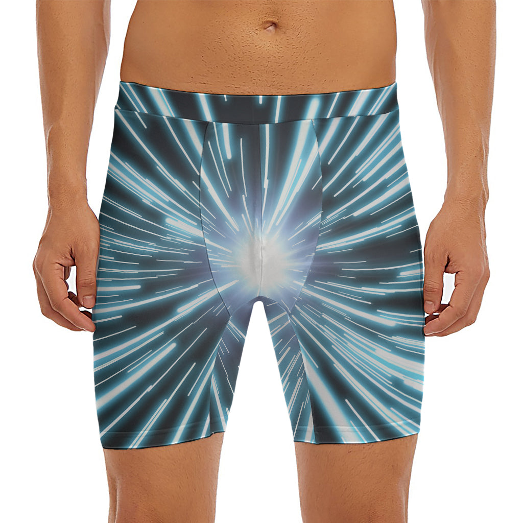 Blue Lightspeed Print Men's Long Boxer Briefs