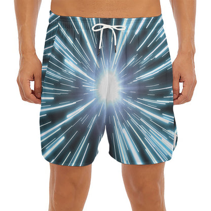 Blue Lightspeed Print Men's Split Running Shorts