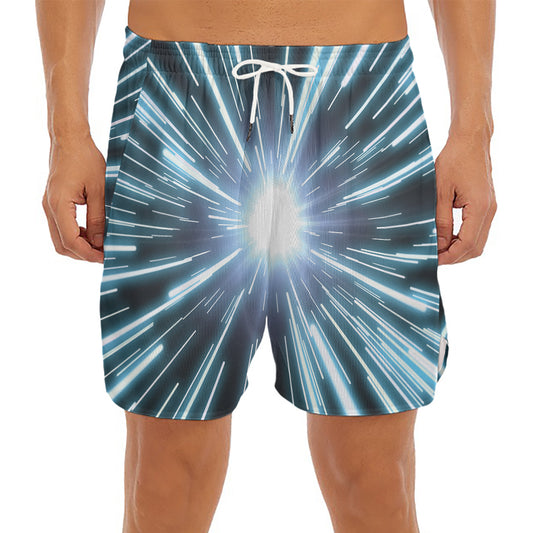 Blue Lightspeed Print Men's Split Running Shorts