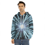 Blue Lightspeed Print Men's Velvet Pullover Hoodie