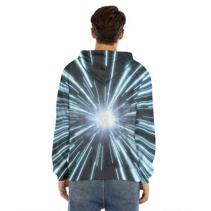 Blue Lightspeed Print Men's Velvet Pullover Hoodie
