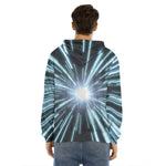 Blue Lightspeed Print Men's Velvet Pullover Hoodie