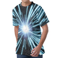 Blue Lightspeed Print Men's Velvet T-Shirt