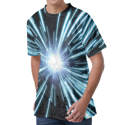 Blue Lightspeed Print Men's Velvet T-Shirt