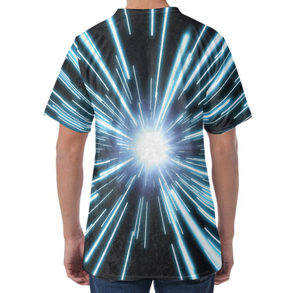 Blue Lightspeed Print Men's Velvet T-Shirt