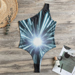 Blue Lightspeed Print One Shoulder Bodysuit