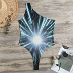 Blue Lightspeed Print One Shoulder Bodysuit