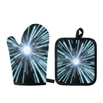 Blue Lightspeed Print Oven Mitt And Pot Holder Set