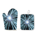Blue Lightspeed Print Oven Mitt And Pot Holder Set