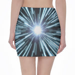 Blue Lightspeed Print Pencil Mini Skirt