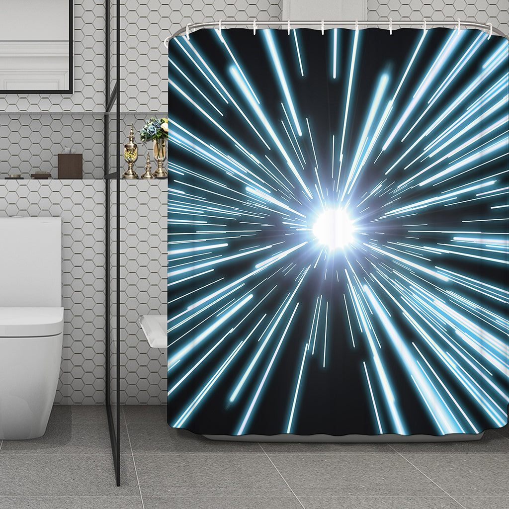Blue Lightspeed Print Polyester Shower Curtain