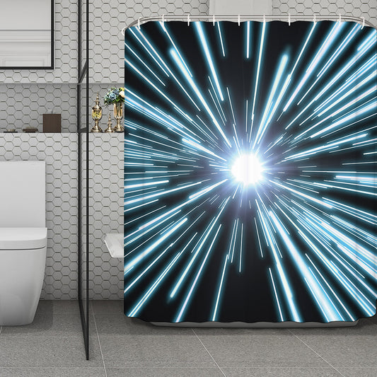 Blue Lightspeed Print Polyester Shower Curtain