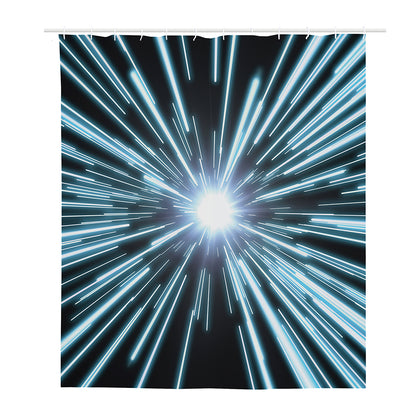 Blue Lightspeed Print Polyester Shower Curtain
